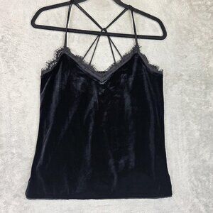 Abercrombie & Fitch Camisole Womens Small Black Velvet Lace Trim Strappy Top